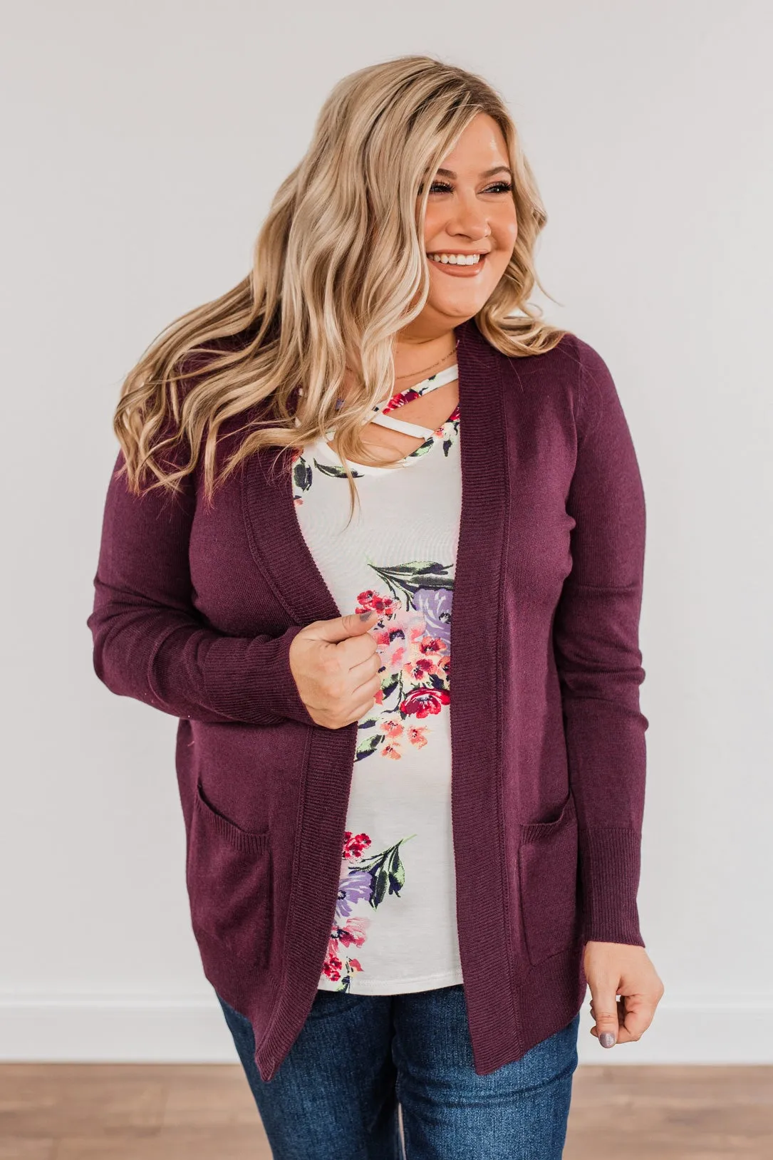 Dance Under The Stars Lightweight Cardigan- Plum