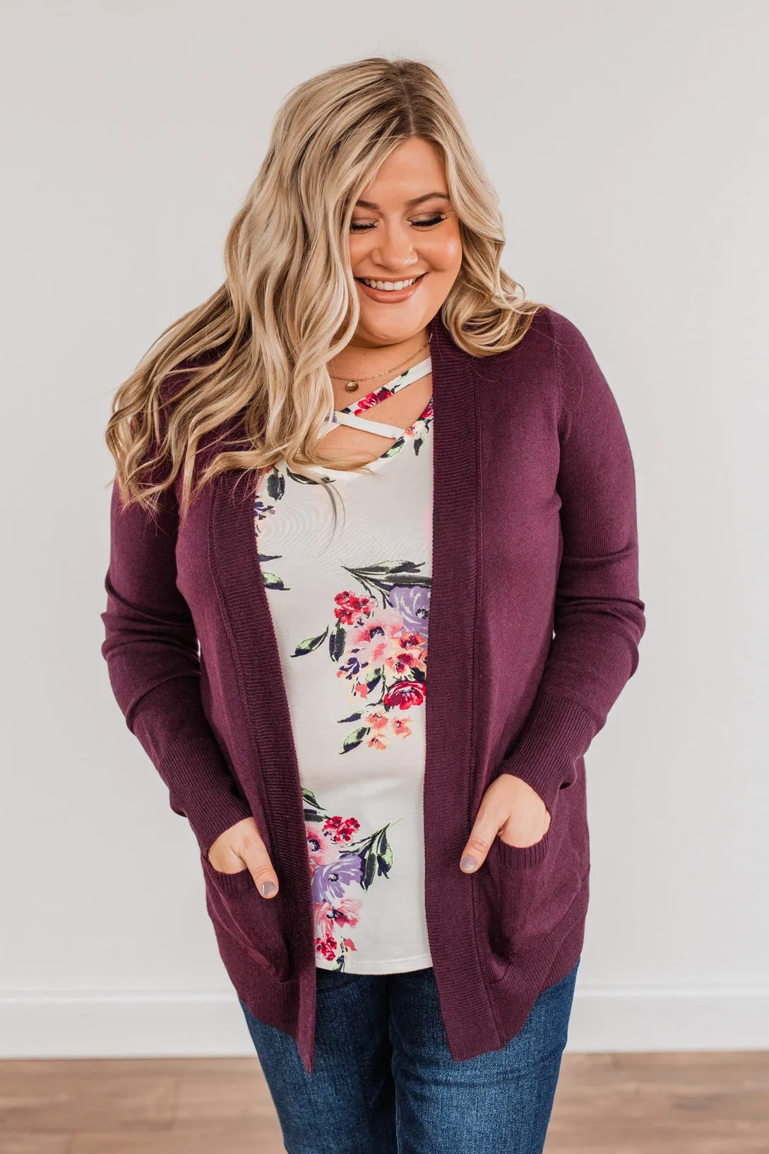 Dance Under The Stars Lightweight Cardigan- Plum