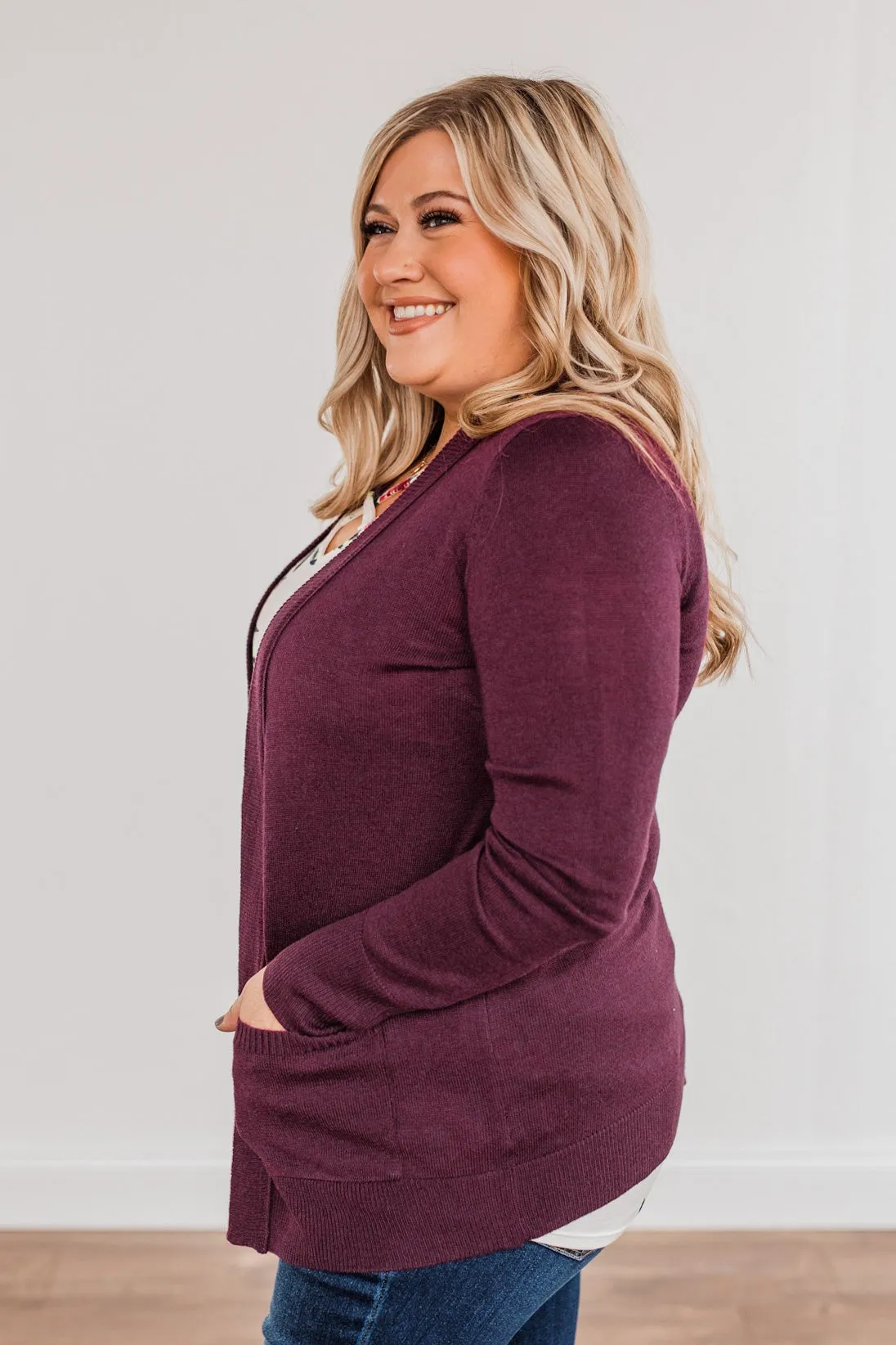 Dance Under The Stars Lightweight Cardigan- Plum