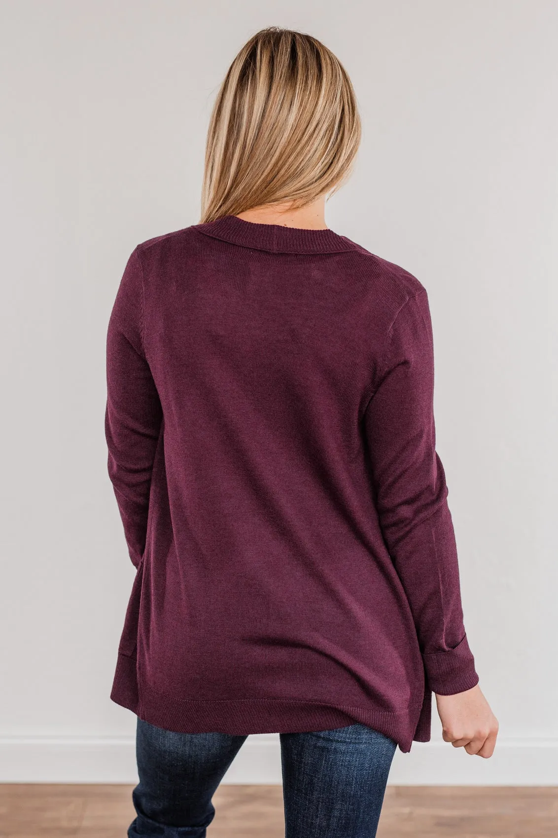 Dance Under The Stars Lightweight Cardigan- Plum