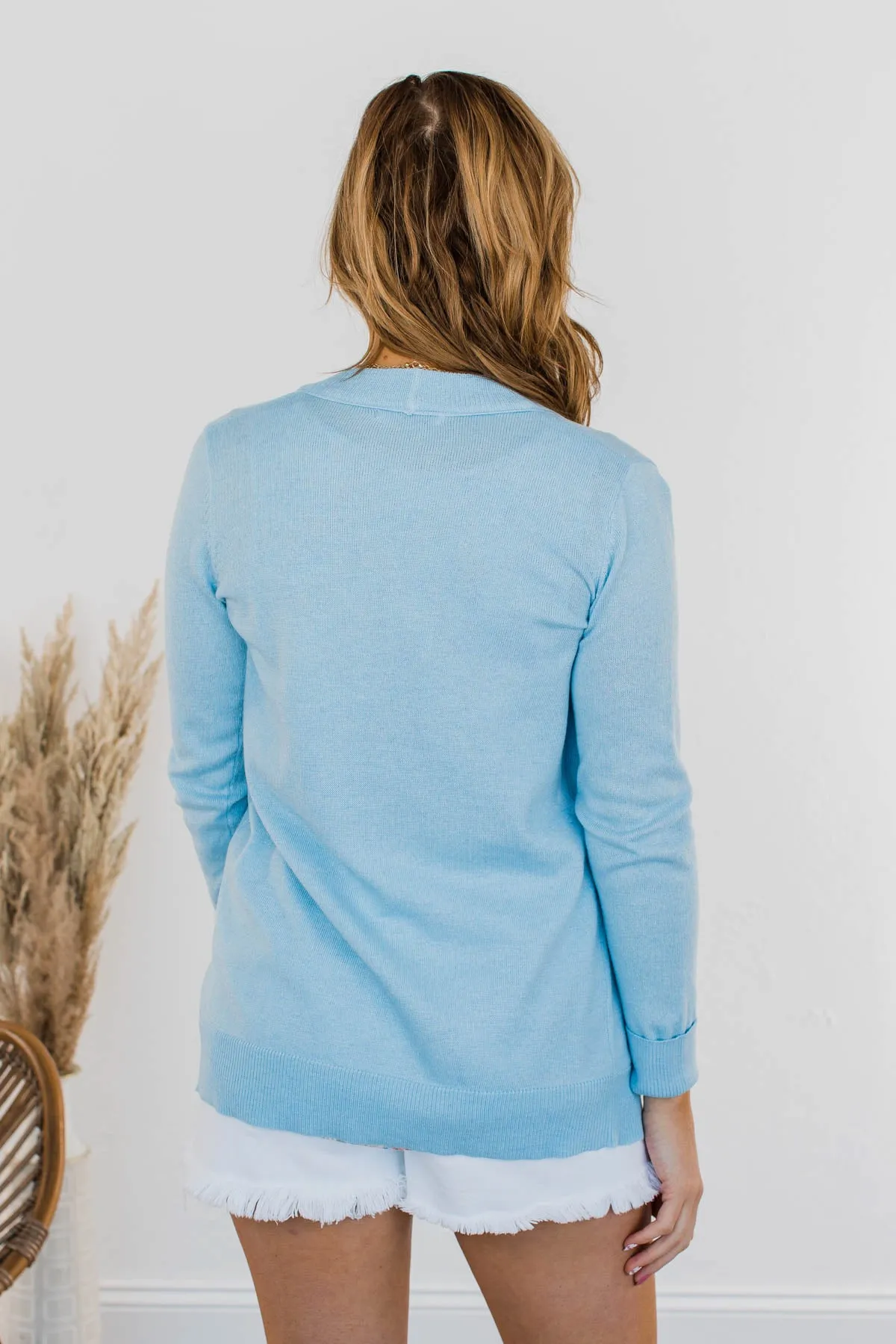 Dance Under The Stars Lightweight Cardigan- Powder Blue