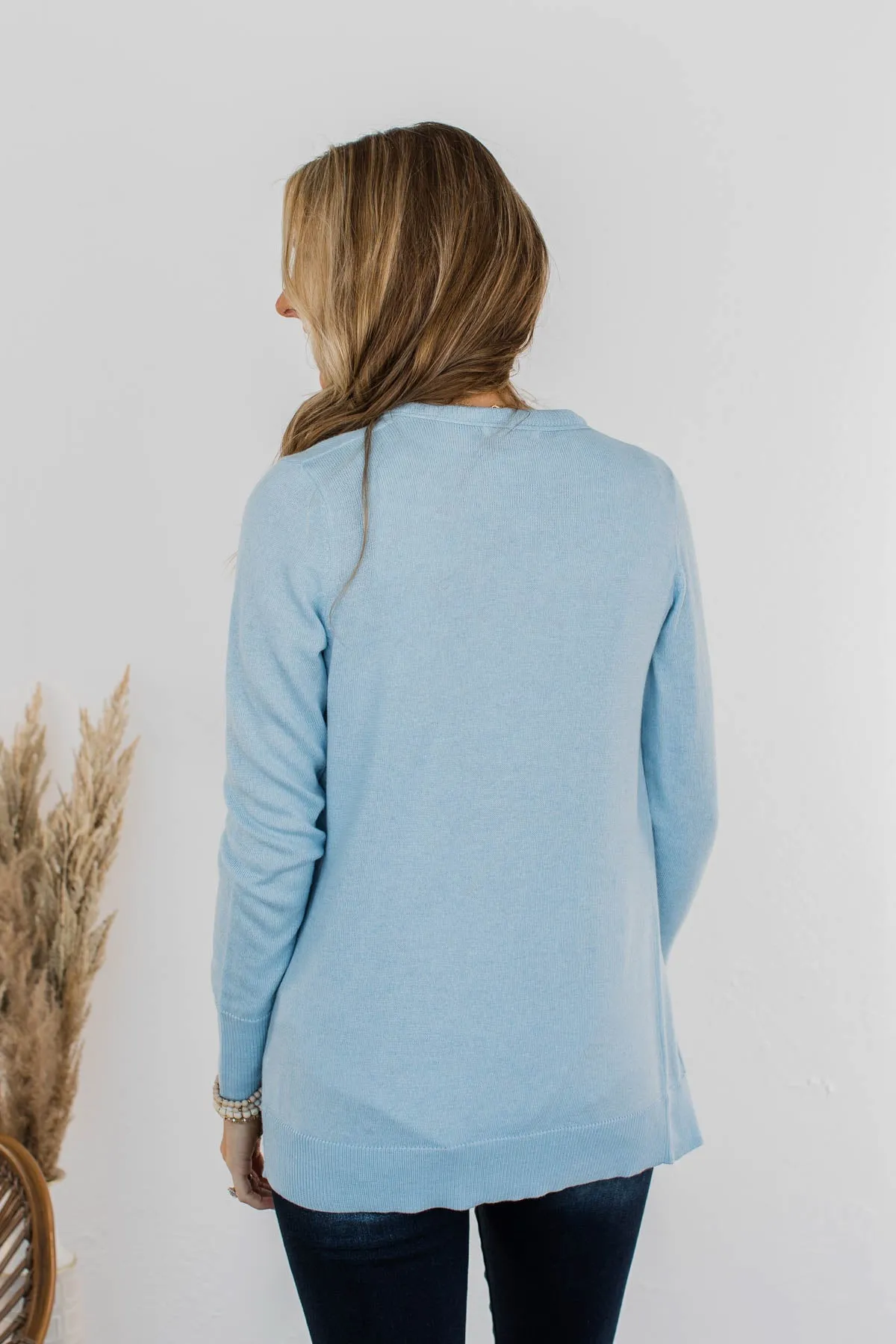 Dance Under The Stars Lightweight Cardigan- Powder Blue