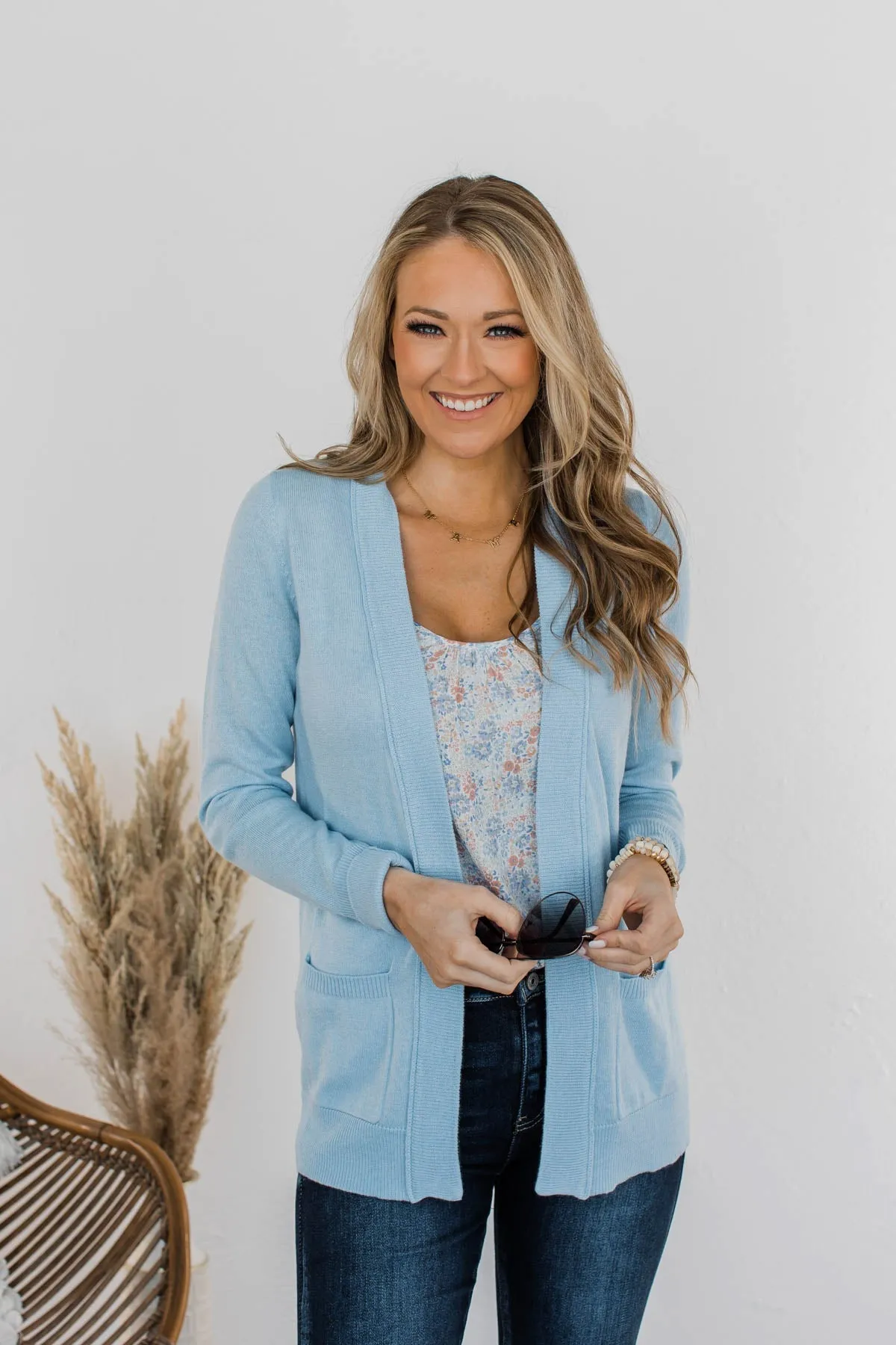 Dance Under The Stars Lightweight Cardigan- Powder Blue