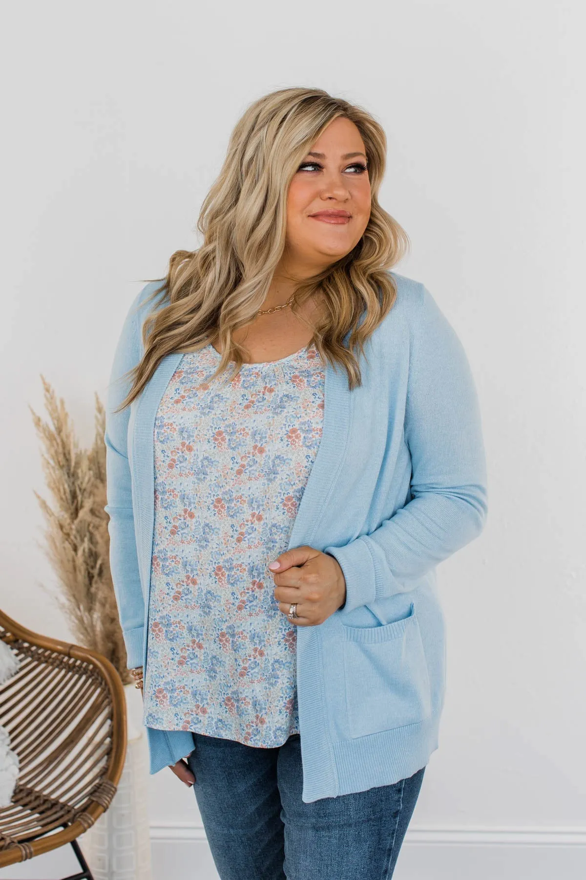 Dance Under The Stars Lightweight Cardigan- Powder Blue