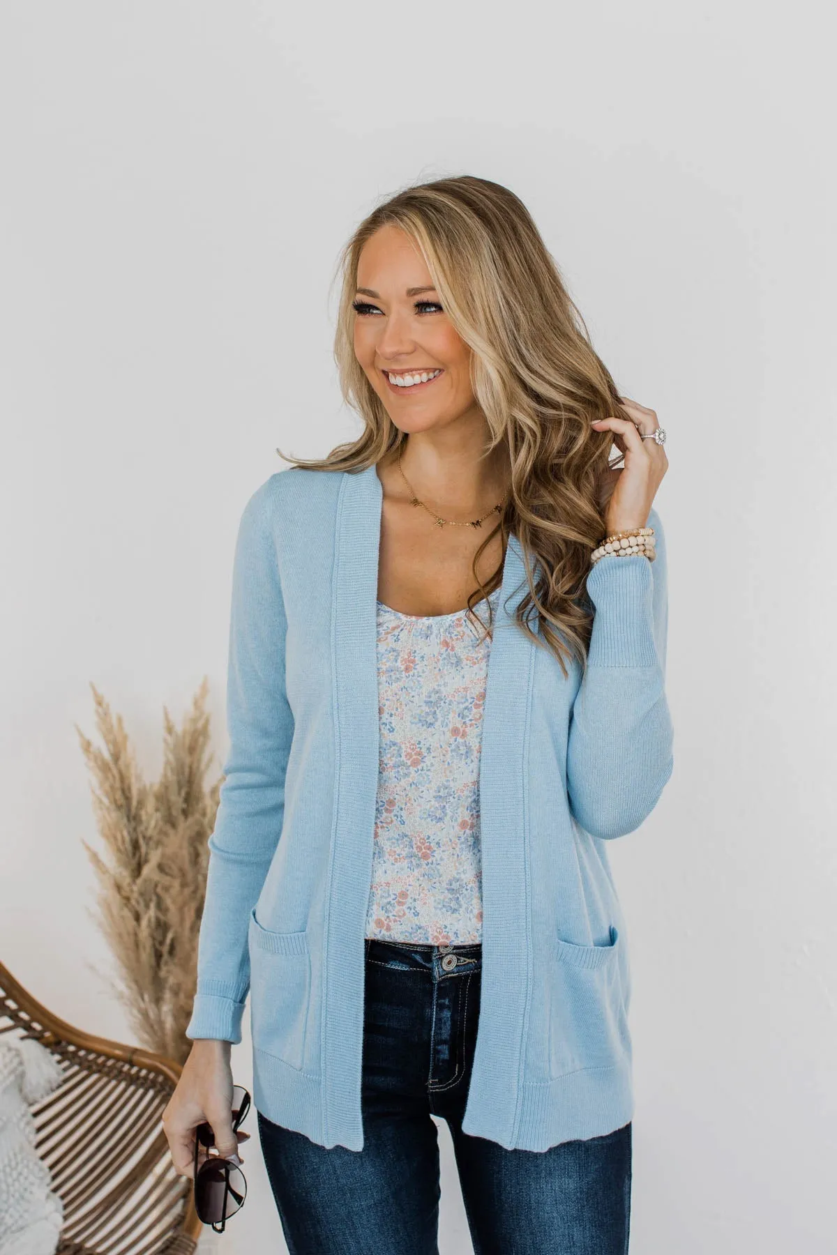 Dance Under The Stars Lightweight Cardigan- Powder Blue