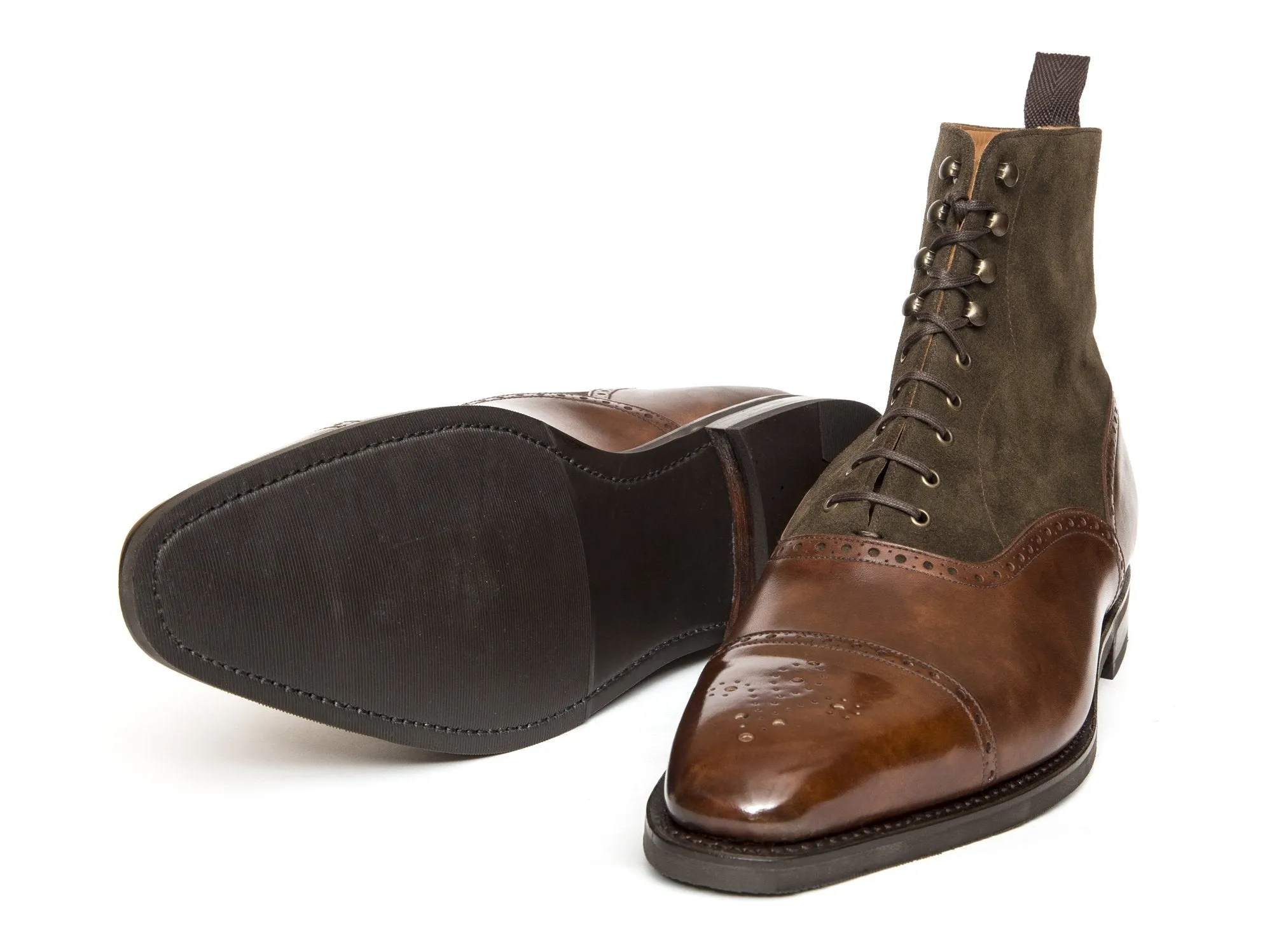 David - MTO - Walnut Museum Calf / Moss Suede - LPB Last - City Rubber Sole