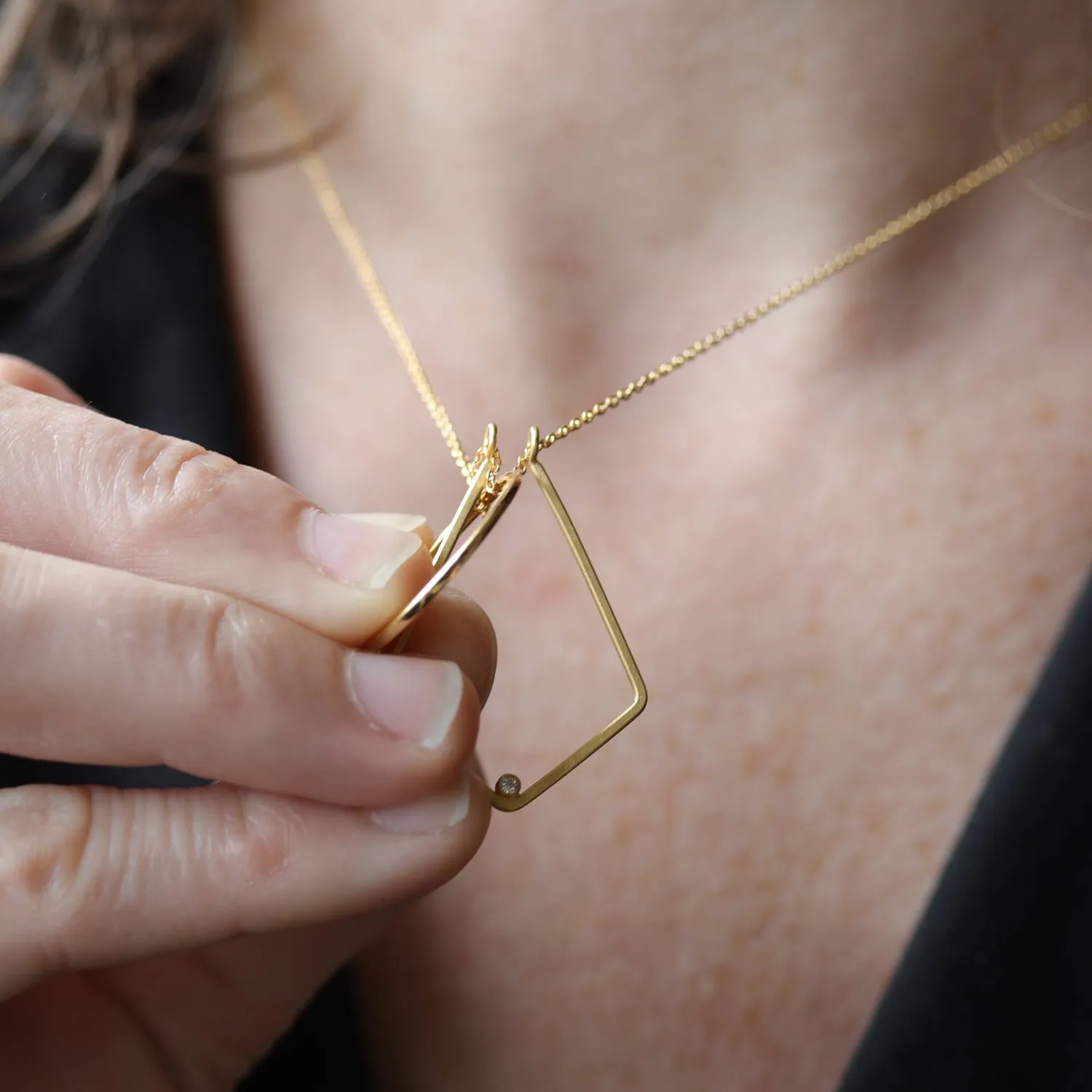 Diamond Deco Magic Ring Holder Necklace