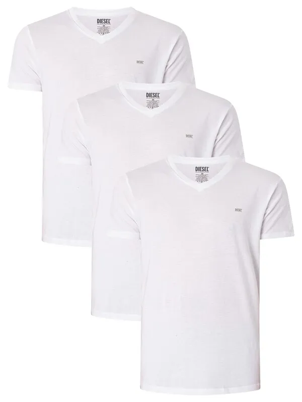 Diesel 3 Pack Lounge Michael V-Neck T-Shirts - White