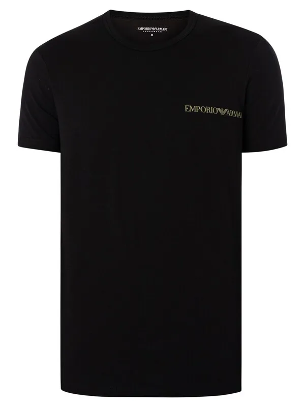 Emporio Armani 2 Pack Lounge Crew T-Shirt - Black/Black