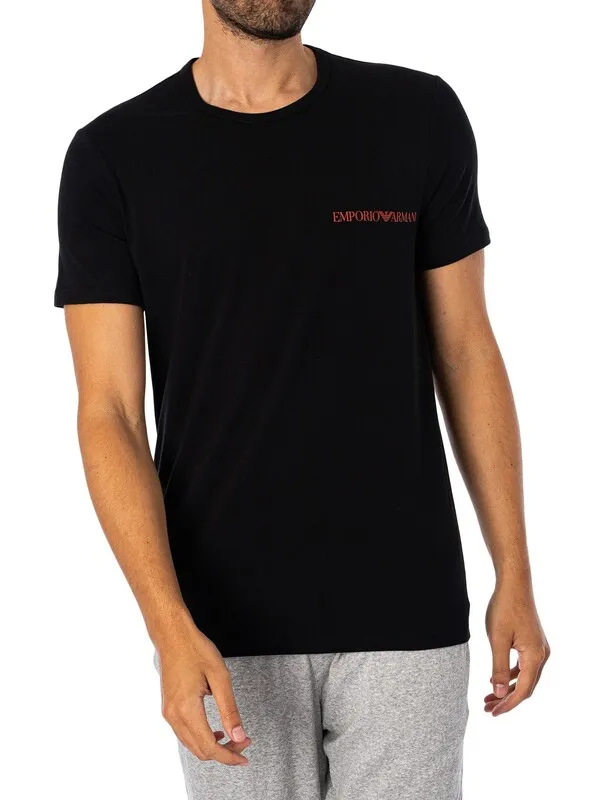 Emporio Armani 2 Pack Lounge Crew T-Shirt - Black/Black