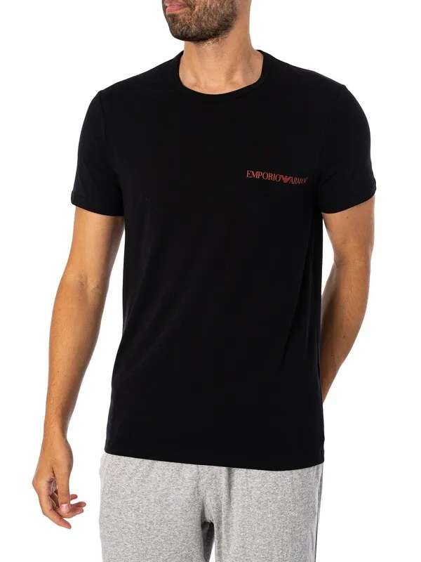 Emporio Armani 2 Pack Lounge Crew T-Shirt - Black/Black