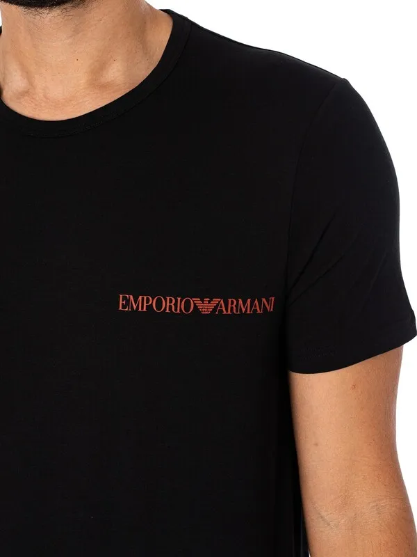 Emporio Armani 2 Pack Lounge Crew T-Shirt - Black/Black