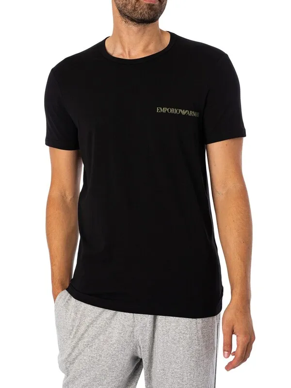 Emporio Armani 2 Pack Lounge Crew T-Shirt - Black/Black