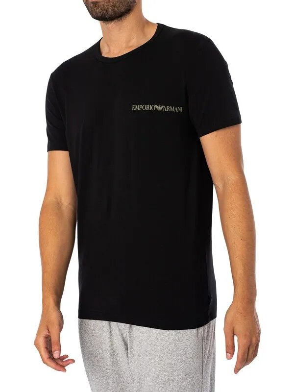 Emporio Armani 2 Pack Lounge Crew T-Shirt - Black/Black