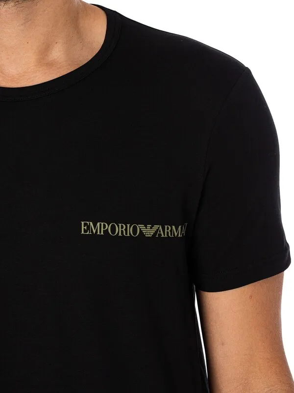 Emporio Armani 2 Pack Lounge Crew T-Shirt - Black/Black