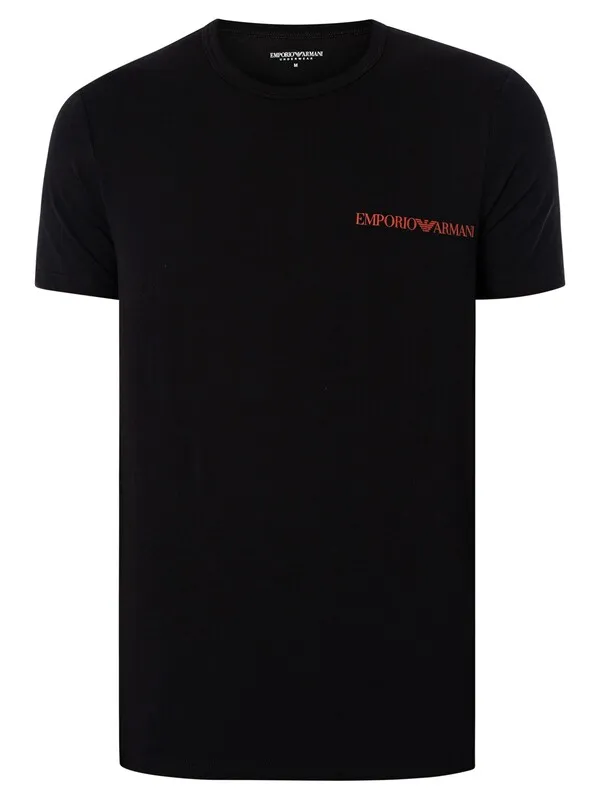 Emporio Armani 2 Pack Lounge Crew T-Shirt - Black/Black