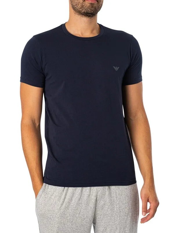 Emporio Armani 2 Pack Lounge Crew T-Shirts - Hortense/Marine