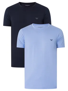 Emporio Armani 2 Pack Lounge Crew T-Shirts - Hortense/Marine