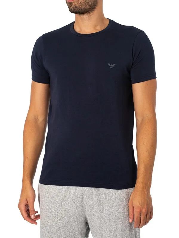 Emporio Armani 2 Pack Lounge Crew T-Shirts - Hortense/Marine