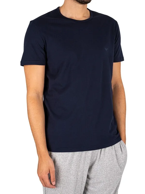 Emporio Armani 2 Pack Pure Cotton Lounge T-Shirts - Marine