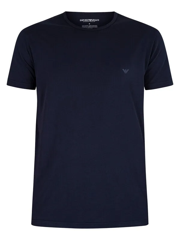 Emporio Armani 2 Pack Pure Cotton Lounge T-Shirts - Marine