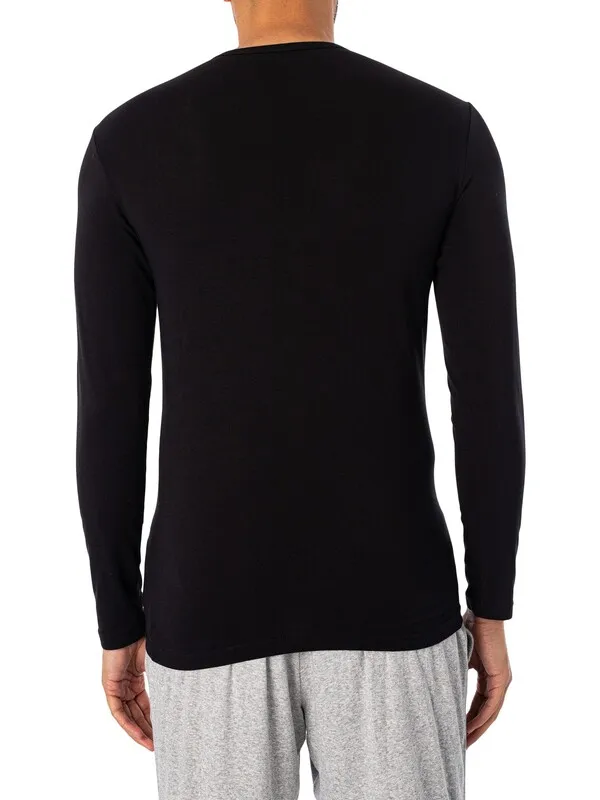 Emporio Armani Lounge Longsleeved Chest Logo T-Shirt - Black