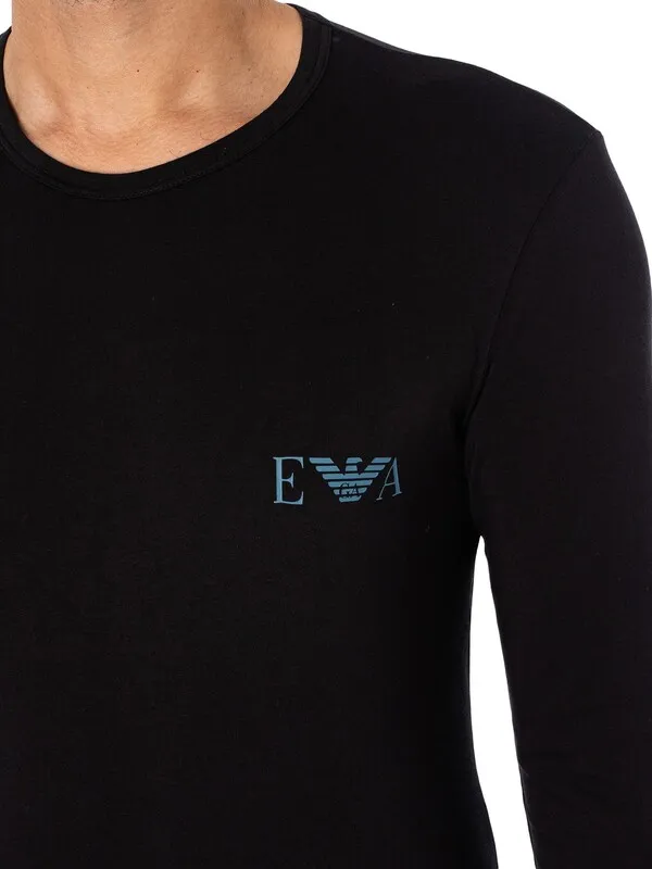 Emporio Armani Lounge Longsleeved Chest Logo T-Shirt - Black