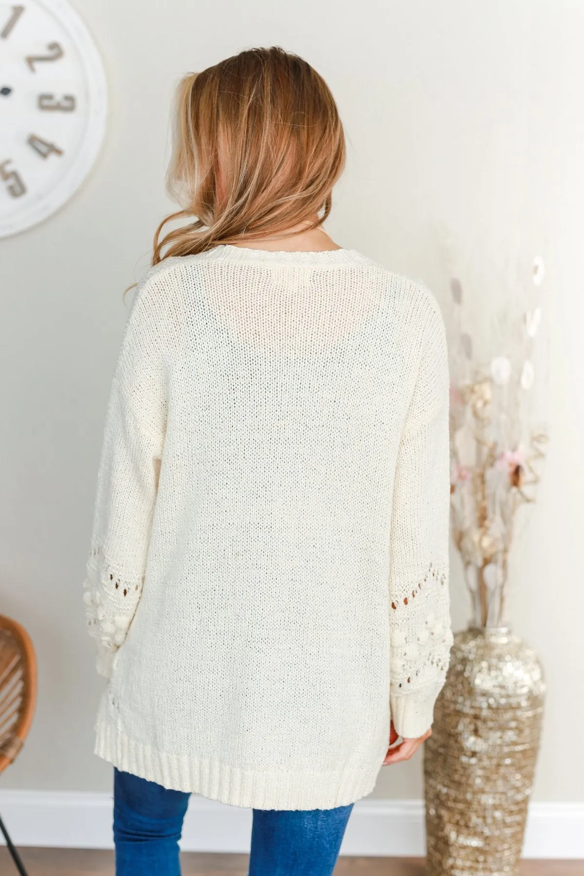 Feelin' Cozy Thick Knit Cardigan- Ivory