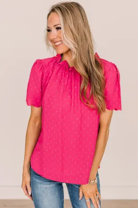 Forever After All Swiss Dot Blouse- Fuchsia