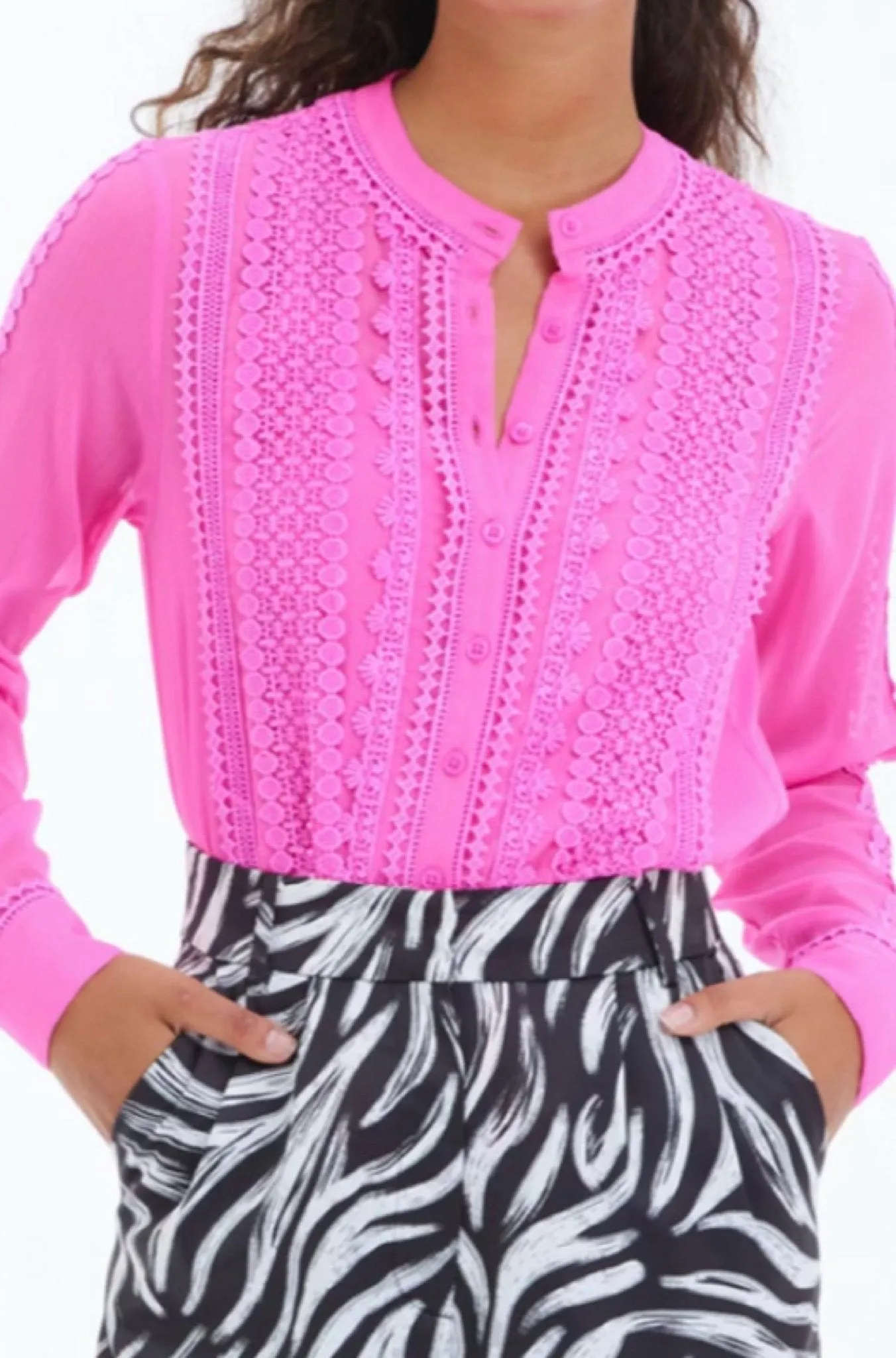 Gabriella Blouse in Hot Pink