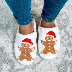 Gingerbread Man Fuzzy Sherpa Slippers