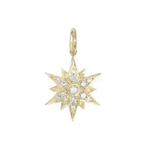 Gold North Star Pave Diamond Pendant