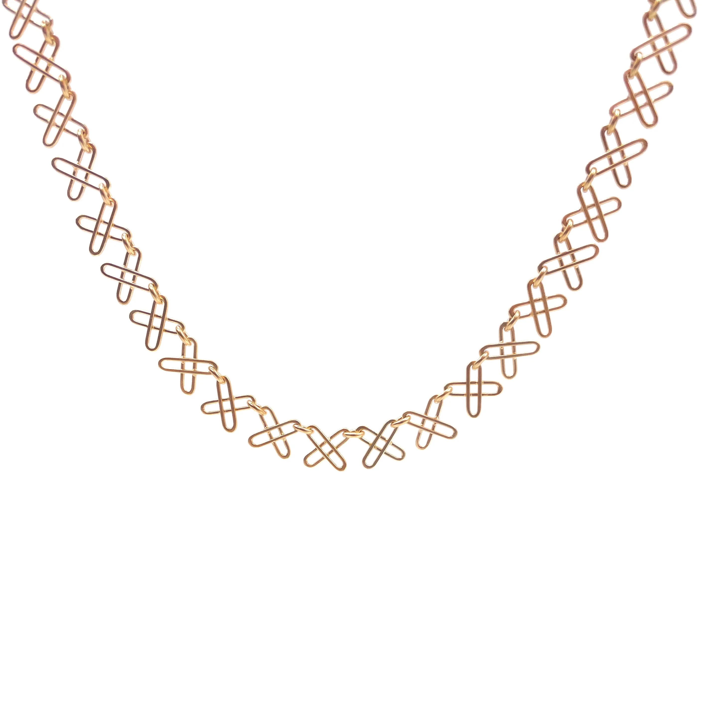 Gold X Link Necklace