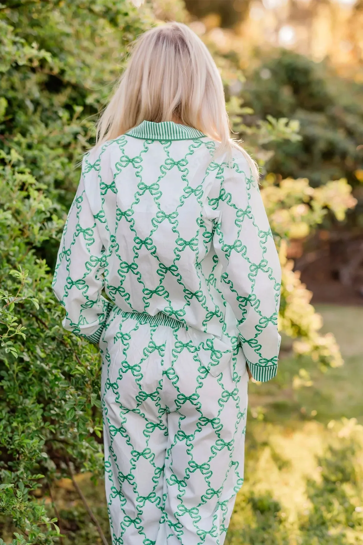 Green Bow Long Sleeve PJ Set