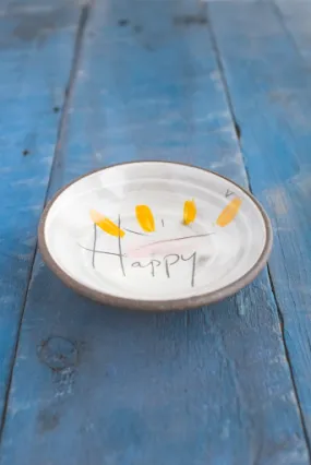 Happy Hand Painted Ceramic Mini Bowl