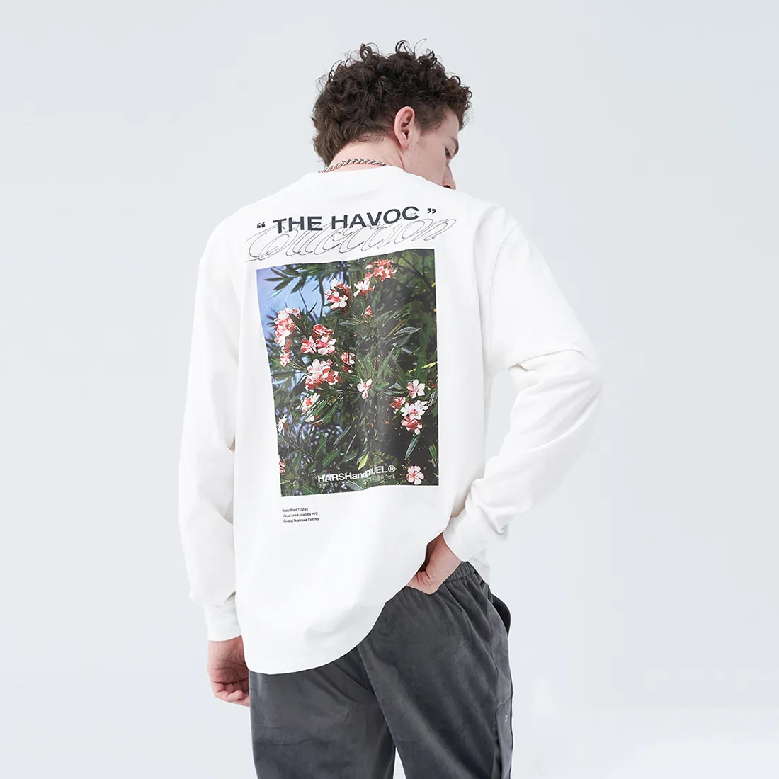 HARSH AND CRUEL  |Crew Neck Flower Patterns Unisex Street Style Long Sleeves