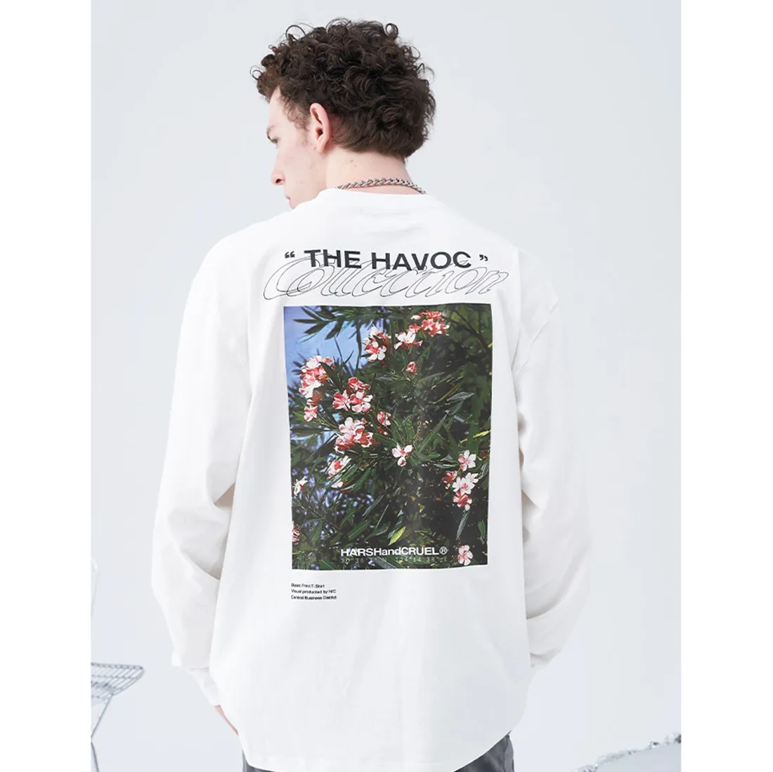 HARSH AND CRUEL  |Crew Neck Flower Patterns Unisex Street Style Long Sleeves