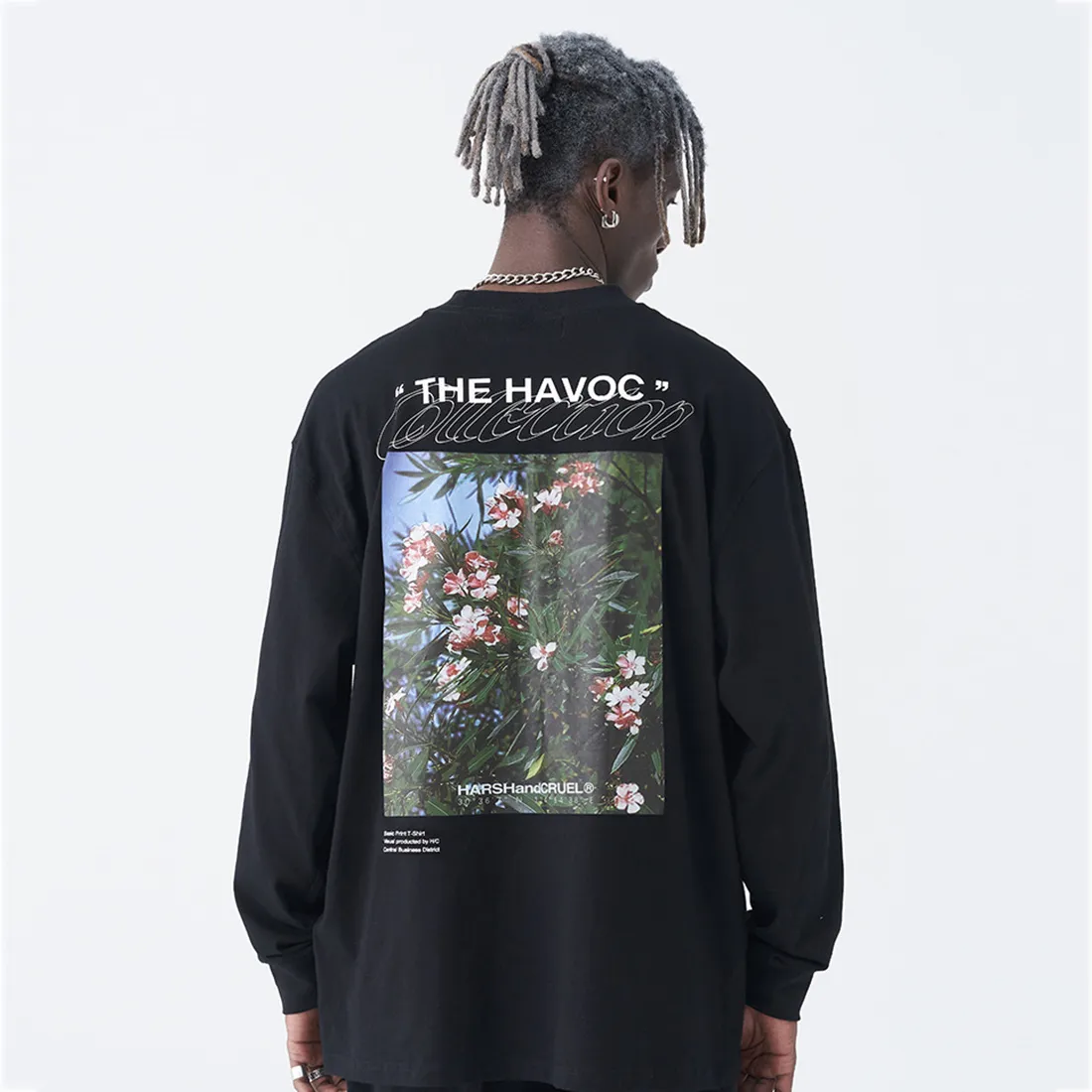 HARSH AND CRUEL  |Crew Neck Flower Patterns Unisex Street Style Long Sleeves