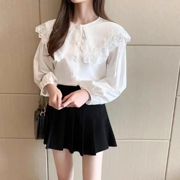 Helena Lace Collar Long Sleeve Shirt