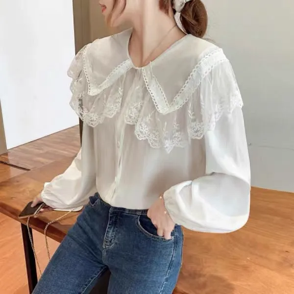 Helena Lace Collar Long Sleeve Shirt