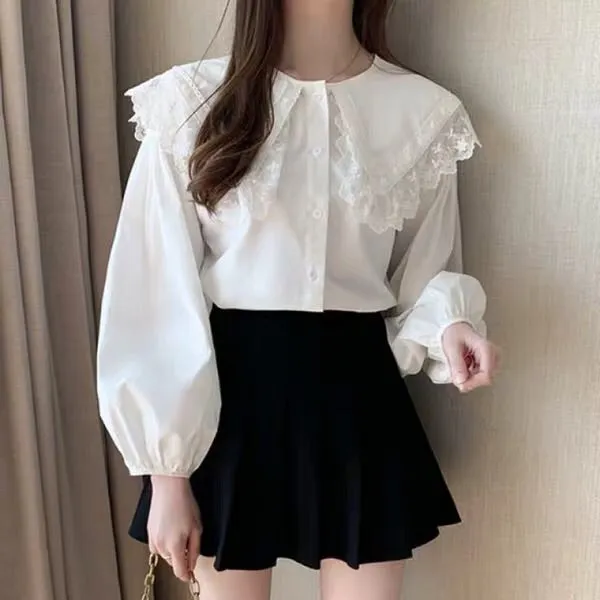 Helena Lace Collar Long Sleeve Shirt