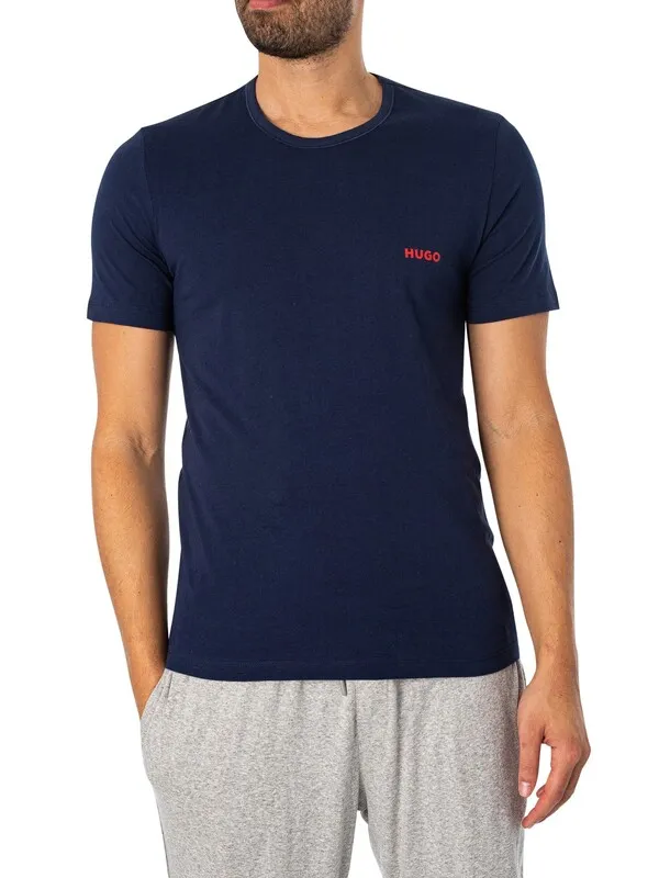 HUGO 3 Pack Lounge Crew T-Shirts - Open White/Navy/Black