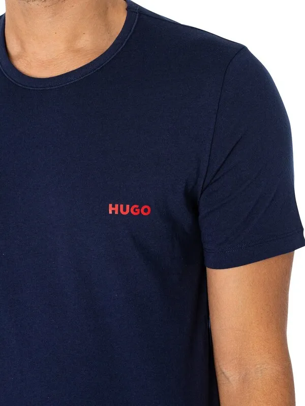 HUGO 3 Pack Lounge Crew T-Shirts - Open White/Navy/Black