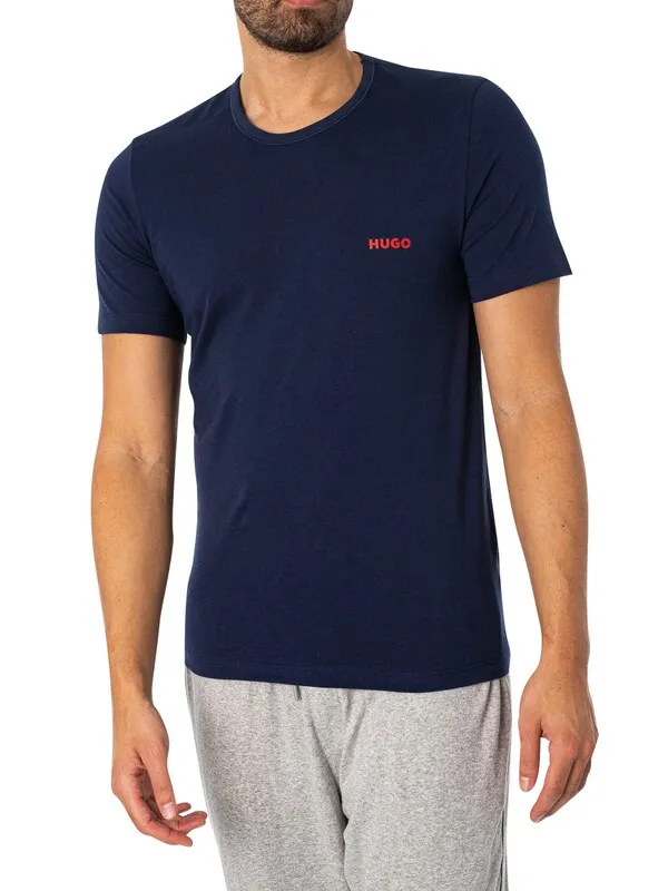 HUGO 3 Pack Lounge Crew T-Shirts - Open White/Navy/Black