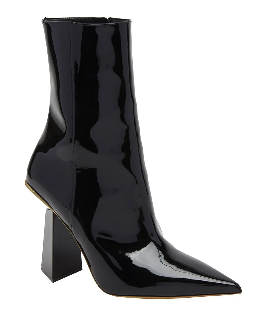 Hyper Roman Stud Solo Patent Bootie in Nero