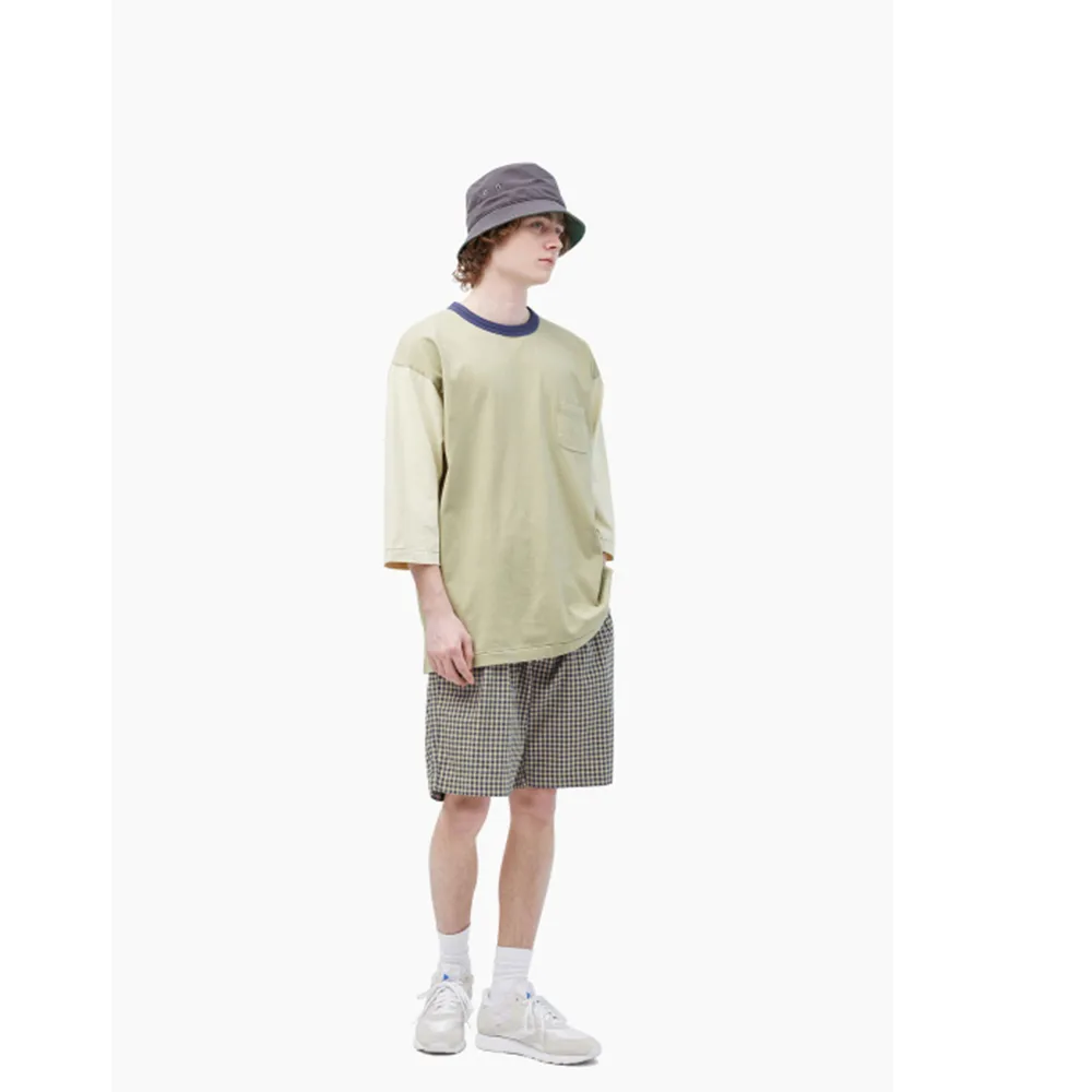 Khakis  |Unisex Street Style U-Neck Bi-color Cropped Long Sleeves