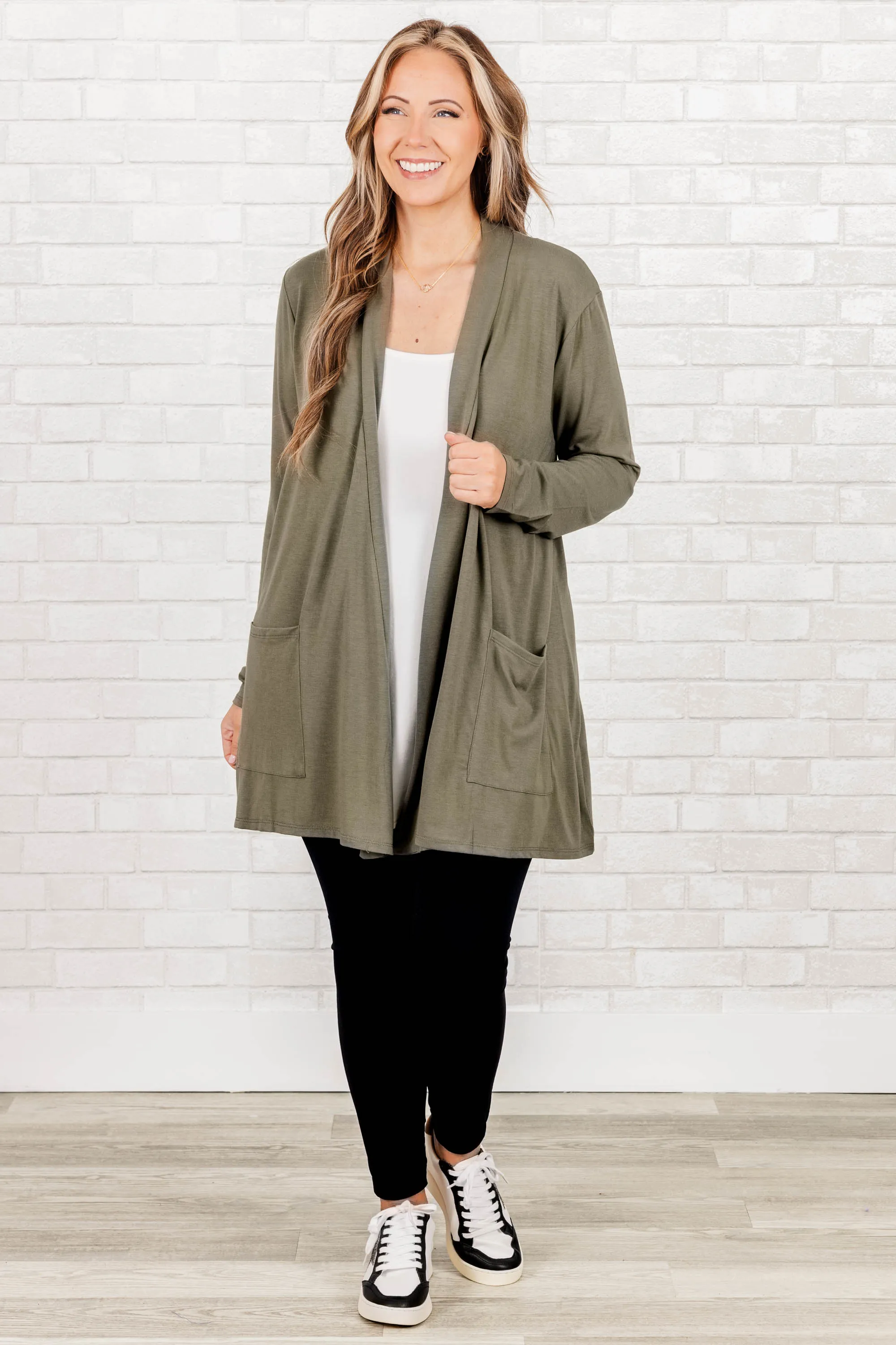 Kindness And Compassion Cardigan, Light Olive