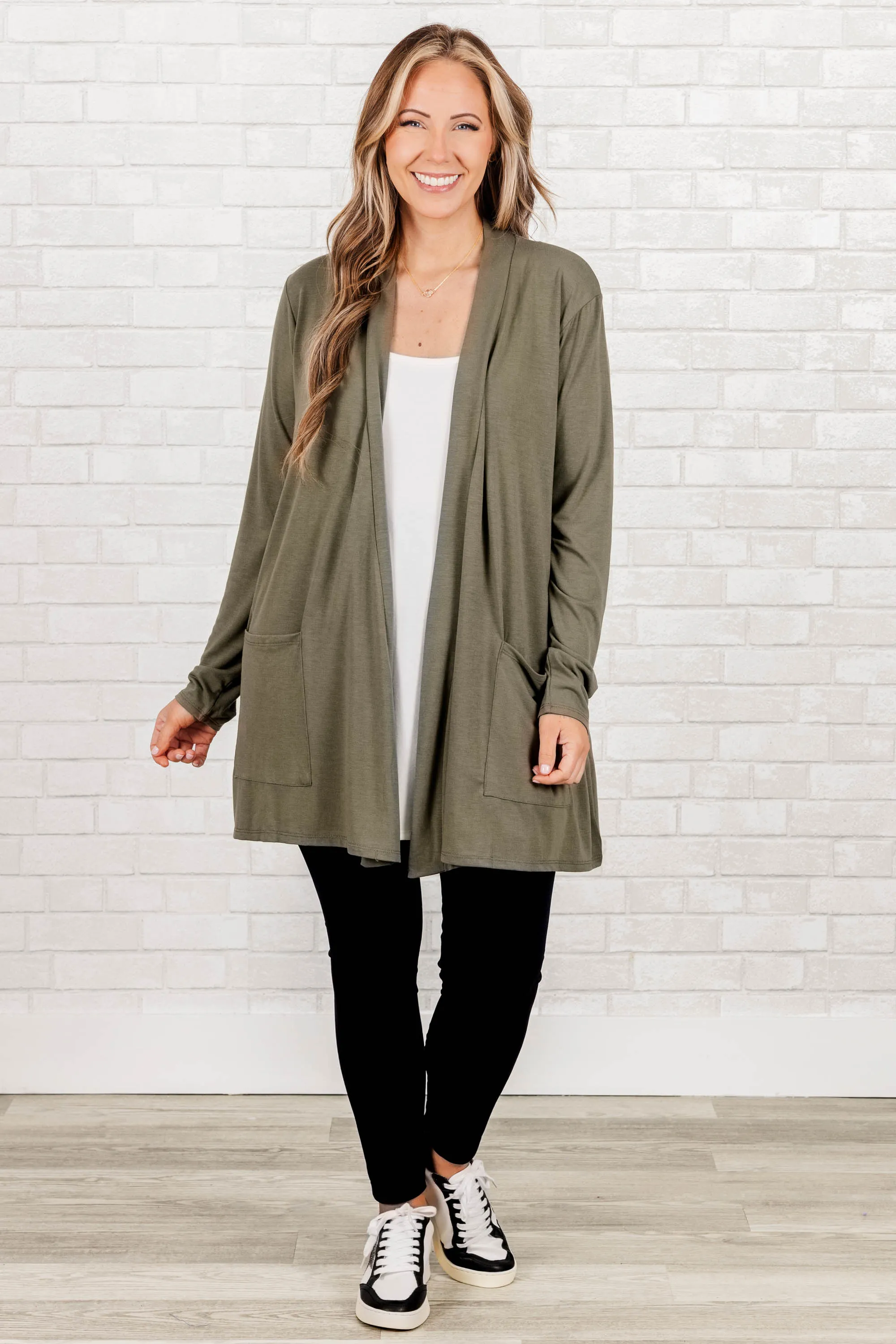 Kindness And Compassion Cardigan, Light Olive