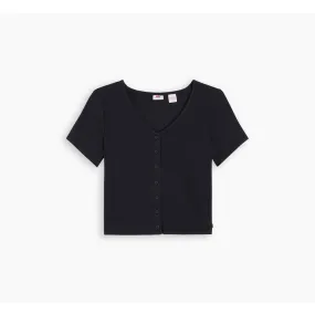 Levi's Muse Short Sleeve Tee In Caviar Cotton Polly