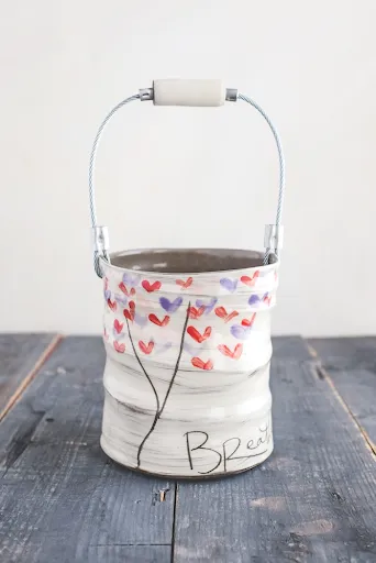 Love Tree Hand Painted Ceramic Small Bucket